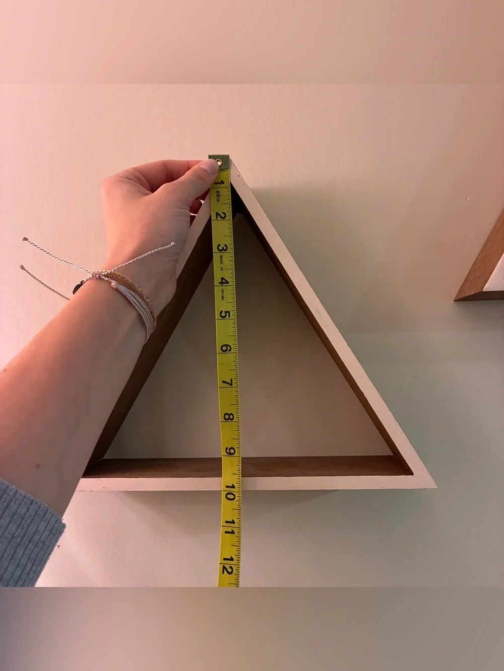 Wall decor triangle trinket shelf